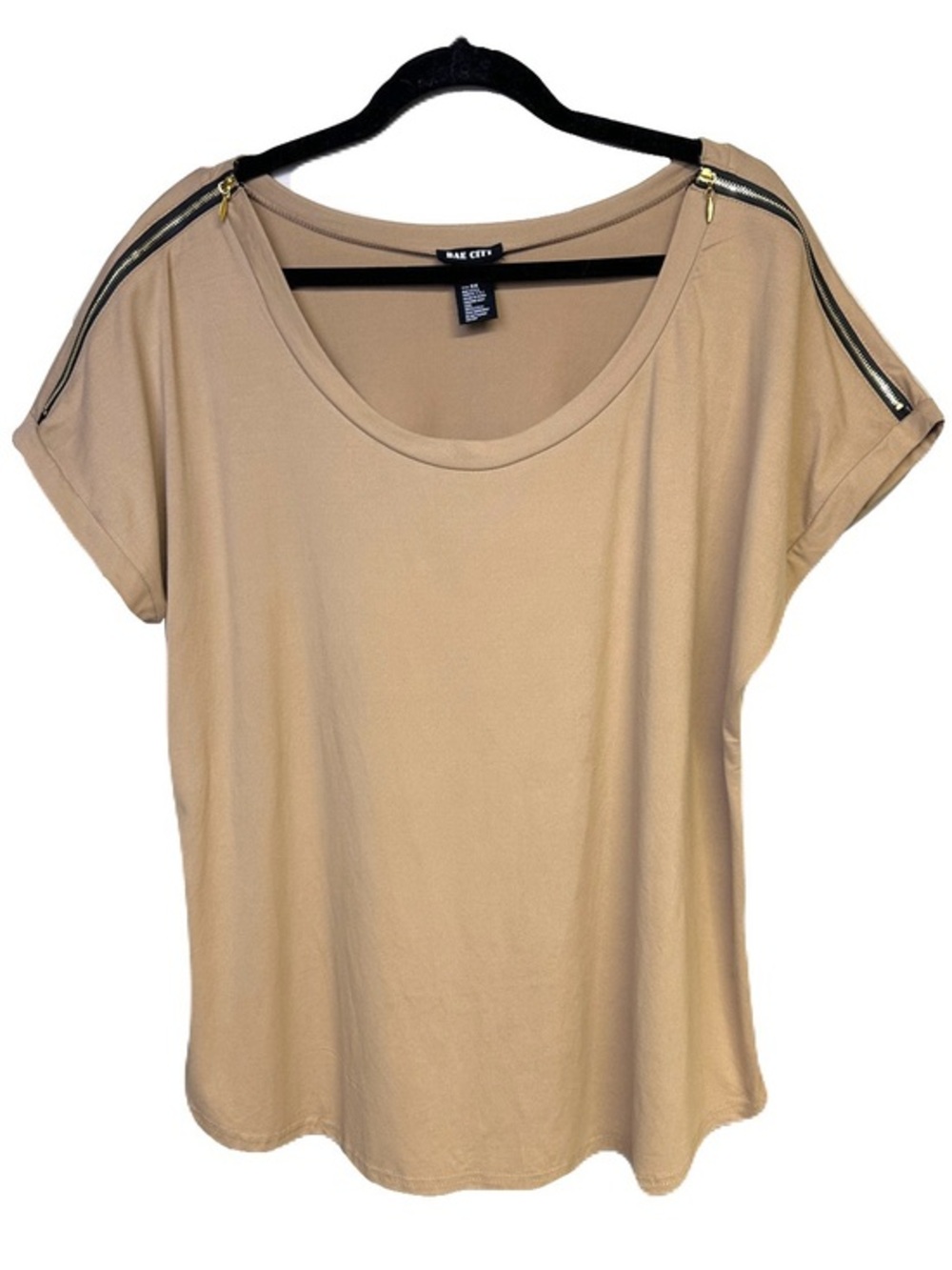Bae City Women's Sz 3X Top Nude Knit Zippered Shoulders‎ Y2K Goth Punk Grunge